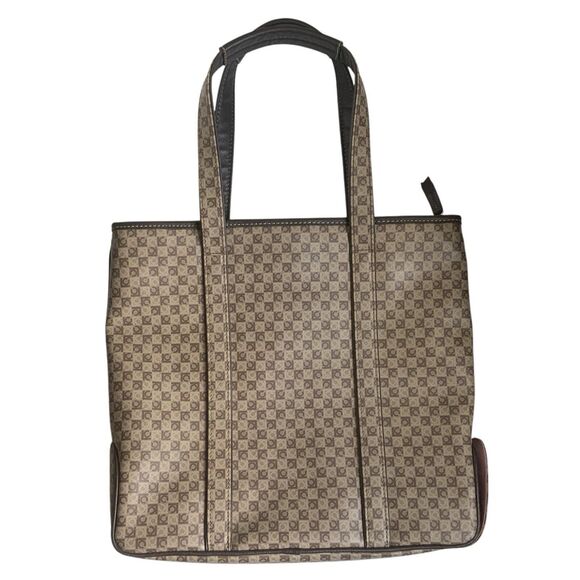 Vintage Liz Claiborne Y2K LC Logo Tote Bag Tan Brown With Umbrella Pocket - Picture 2 of 13